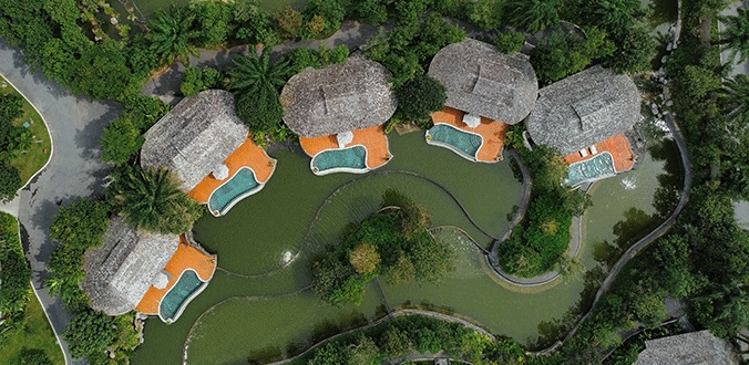 Aerial view of villas