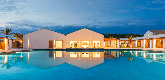 View of hotel facade from outdoor pool