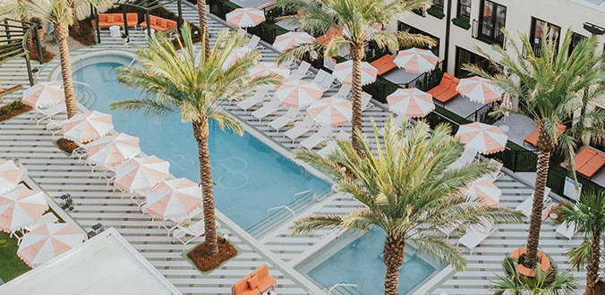 Aerial View of Hotel Pool and Lounge